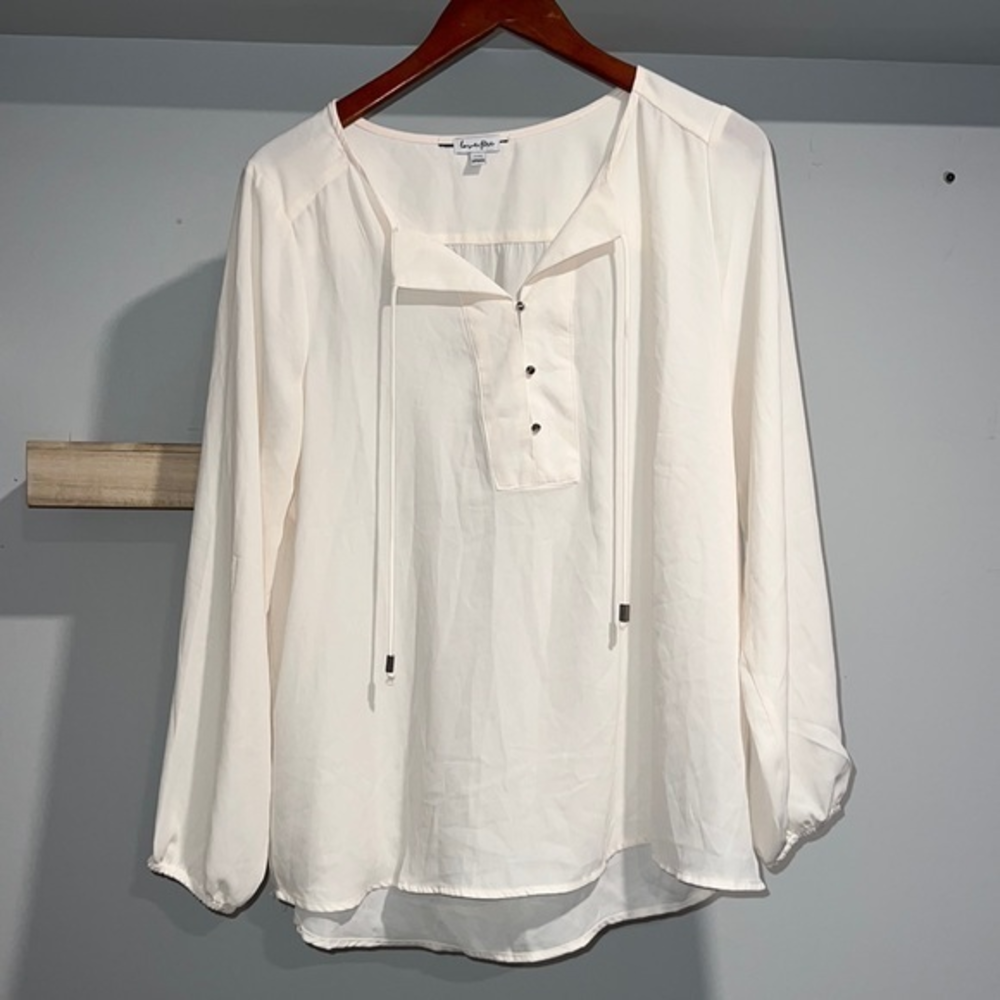 Cream new classy work blouse sheer‎ white